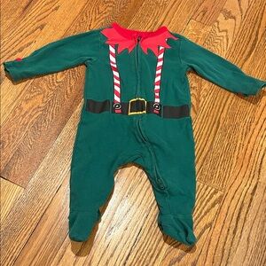 Old Navy Green Elf One Piece with Red Accents